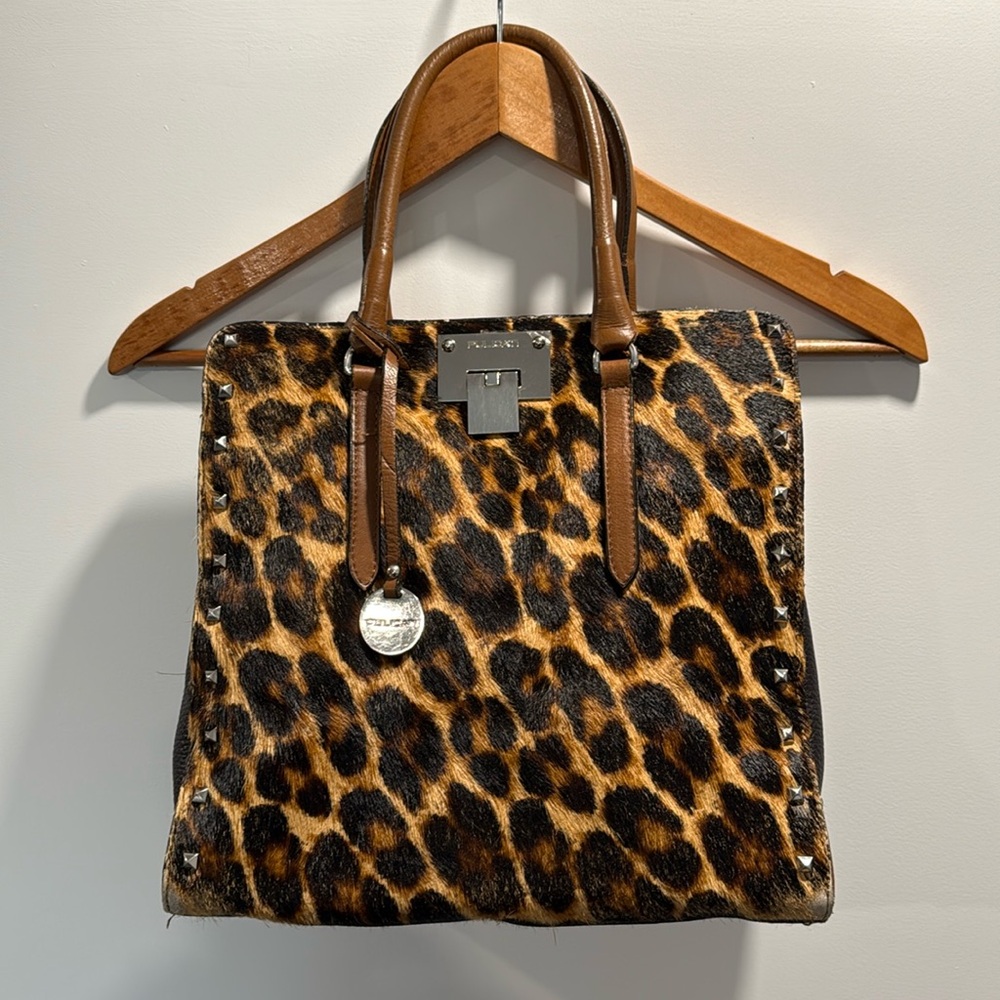 Pulicati Leopard Fur High Quality Genuine Leather Bag Made in Italy